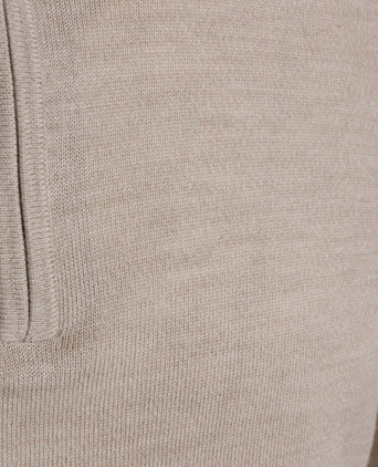 halve rits pullover merinowol beige