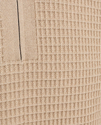 halve rits poloshirt knitted structure sand