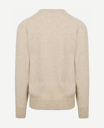V-hals lamswol linen beige