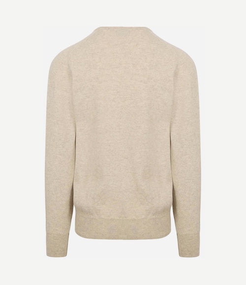 V-hals lamswol linen beige