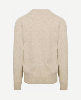V-hals lamswol linen beige