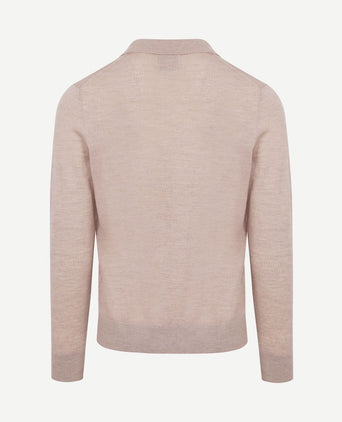 The robert long sleeve poloshirt merino beige
