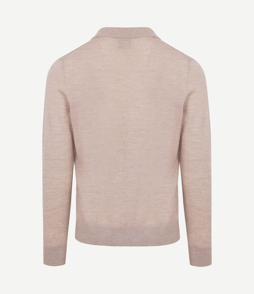 The robert long sleeve poloshirt merino beige
