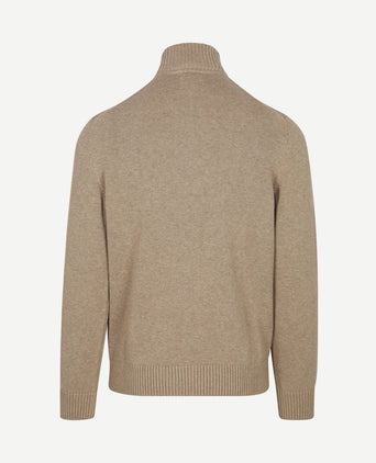 halve rits pullover beige