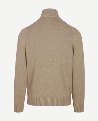 halve rits pullover beige