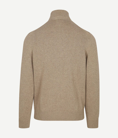halve rits pullover beige