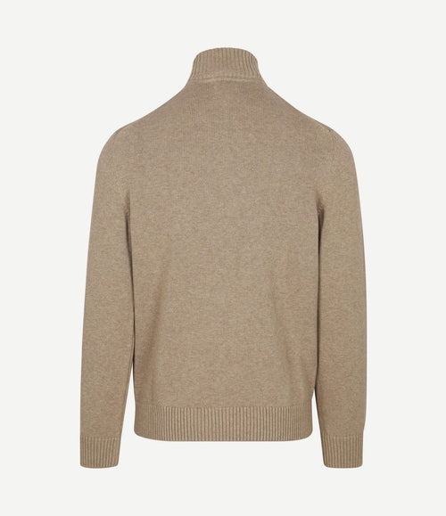 halve rits pullover beige