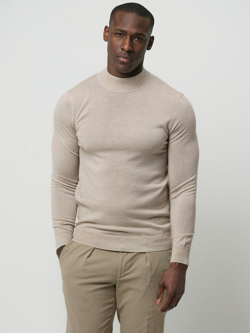 Turtleneck trui merino ecru
