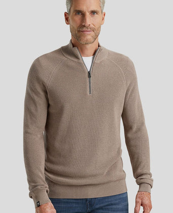 Trui halve rits beige