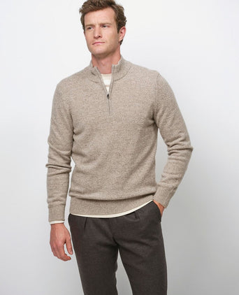 halve rits pullover wol blend sand
