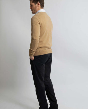 Pullover v-hals merinowol beige