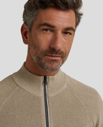 Trui halve rits beige