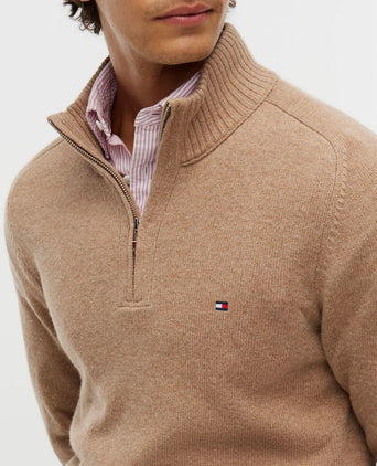 Pullover halve rits lambswool safari canvas heather