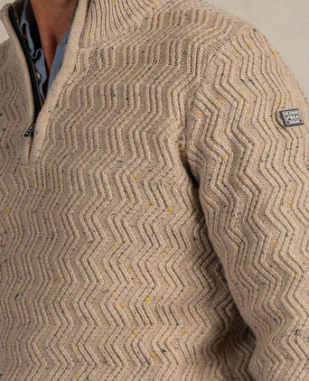 halve rits swirl kymara naps knit melange beige