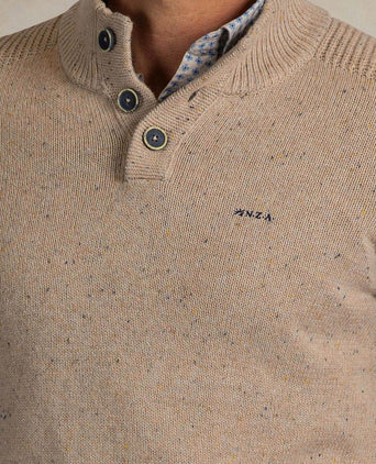 Pullover mocker eltham knit melange tan sand