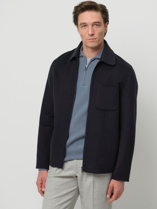 Profuomo overshirt woolblend donkerblauw