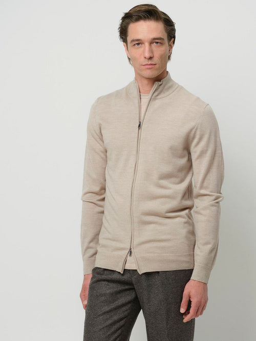 Vest merinowol beige