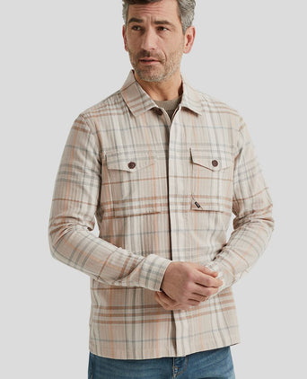 Overshirt ruiten beige