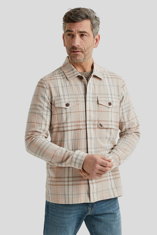 Overshirt ruiten beige