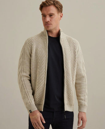 Vest structuur wol blend beige