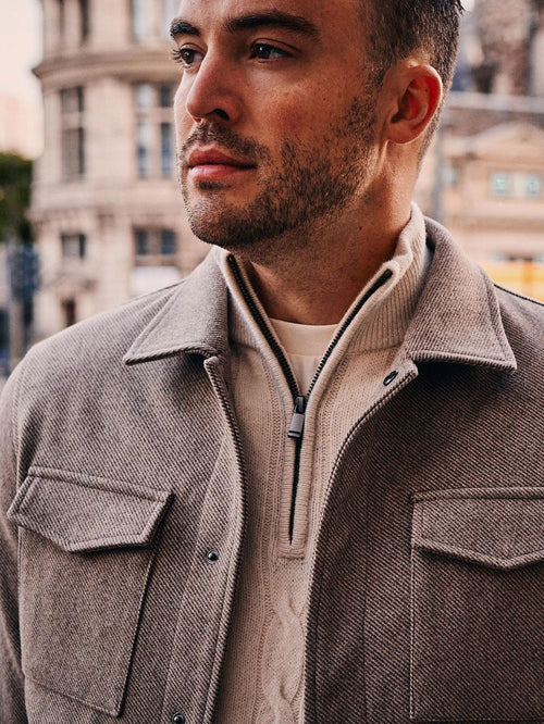 Overshirt twill beige