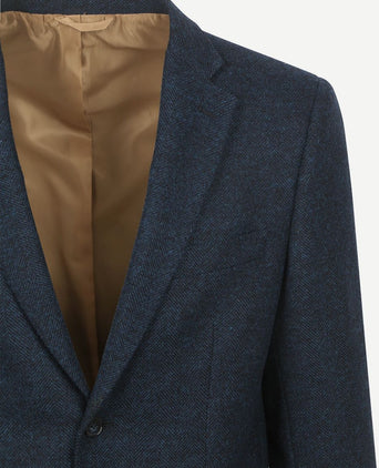 Suitable colbert herringbone merinowol donkerblauw