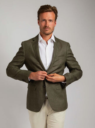 Blazer linnen panama olijfgroen Blazer linnen panama olijfgroen
