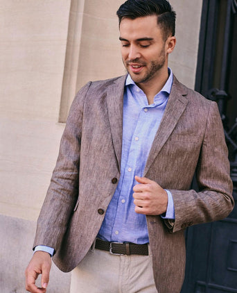 Blazer linen twill bruin