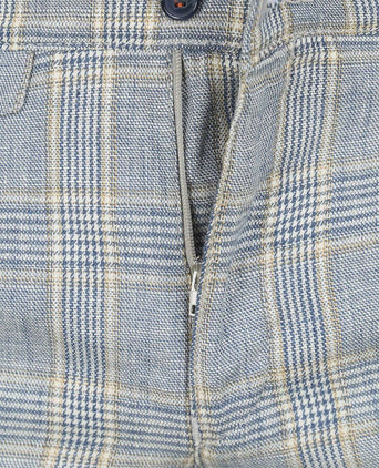 Chino linen blend ruiten blauw