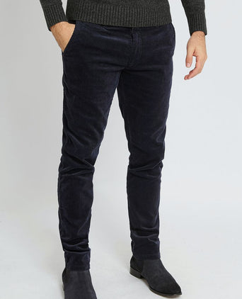 Chino Plato corduroy donkerblauw