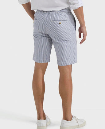Shorts striped seersucker medium blue