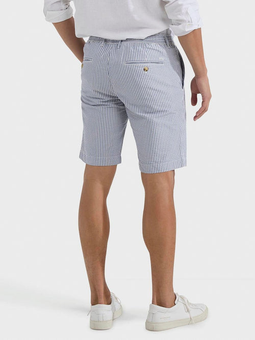 Shorts striped seersucker medium blue