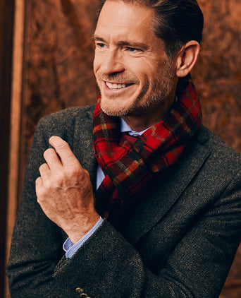 Suitable colbert herringbone merinowol donkergroen