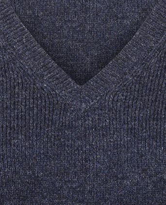 Damestrui v-hals lamswol donkerblauw