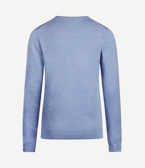 Dames pullover v-hals merinowol mid blauw