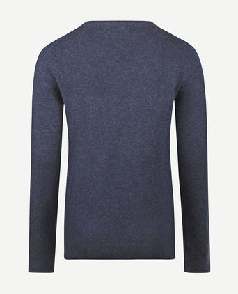 Dames pullover v-hals merinowol donkerblauw