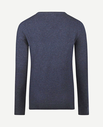 Dames pullover v-hals merinowol donkerblauw