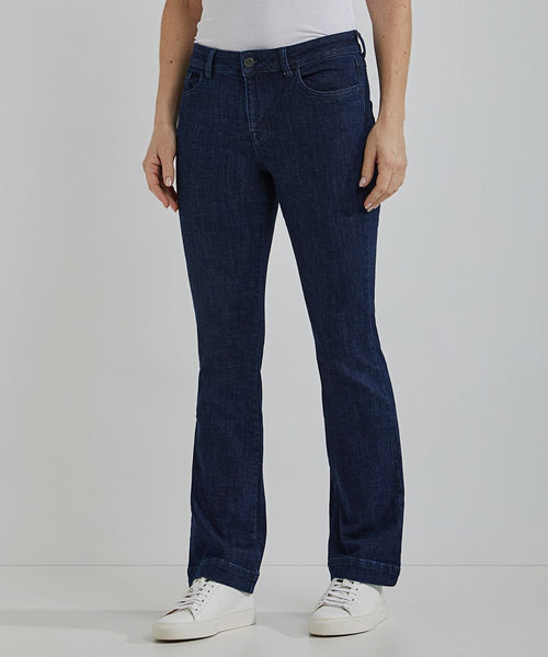 Flared jeans dames dark blue denim