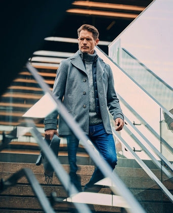 Steppin' Out caban coat wol grijs | Slim-fit