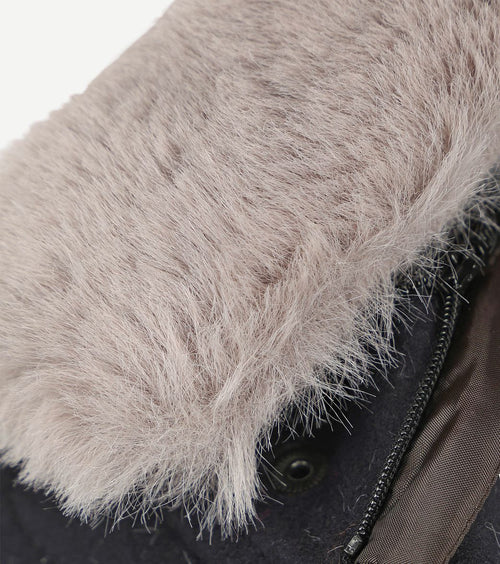 Hirsch coat wol blend donkerblauw