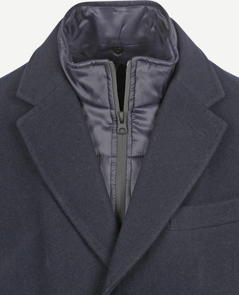 Coat wol twill donkerblauw