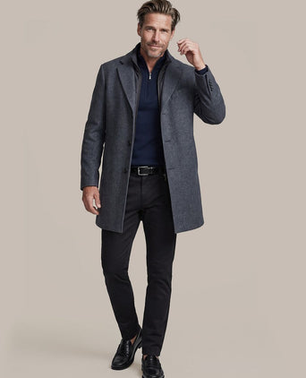 Coat wol twill donkerblauw