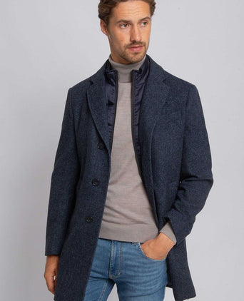 Coat wol twill donkerblauw