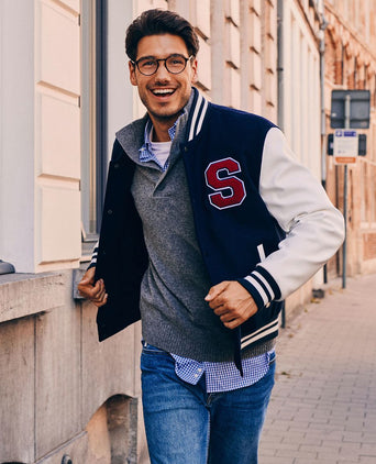 Steppin' Out varsity embroidery jack donkerblauw | Regular-fit