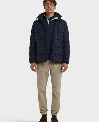 Jas hooded puffer donkerblauw