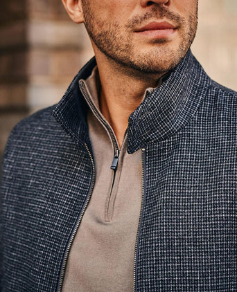 Herritage jack wool blend pepita donkerblauw