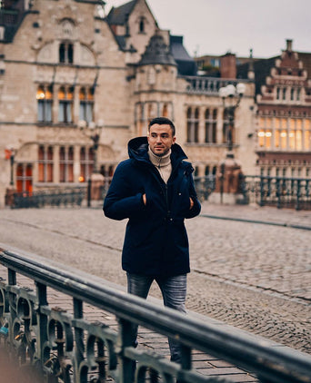 Parka zwart mountain donkerblauw