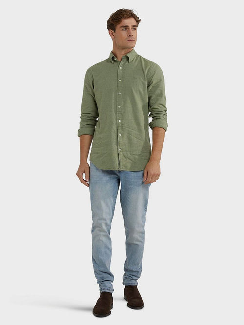 McGregor overhemd flanel melange sage groen | Regular-fit