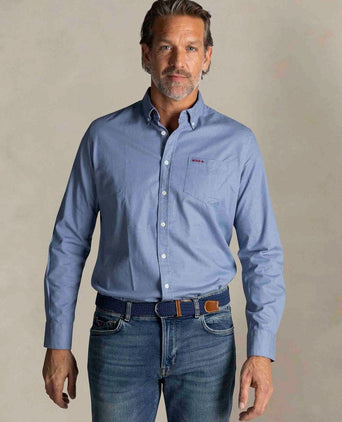 NZA shirt James twill melange blauw | Regular-fit