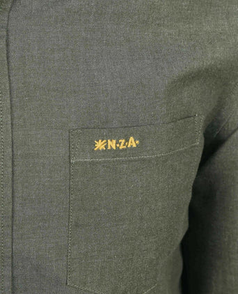 NZA shirt James twill melange olijfgroen | Regular-fit